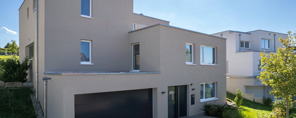 Neubau-Projekt: Außenansicht vom Einfamilienhaus im Raum Schwäbisch Gmünd